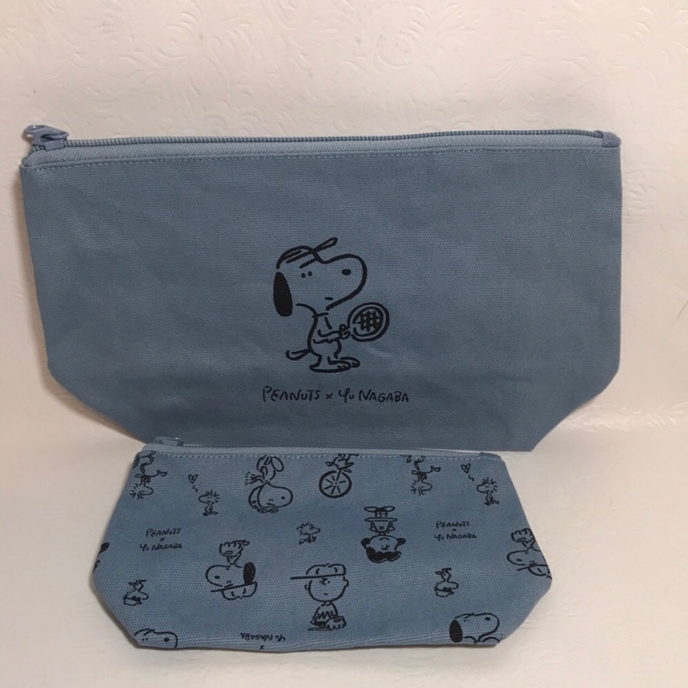 Peanuts x Yu Nagaba Brand NEW Uniqlo Pouch Set Blue New without tags